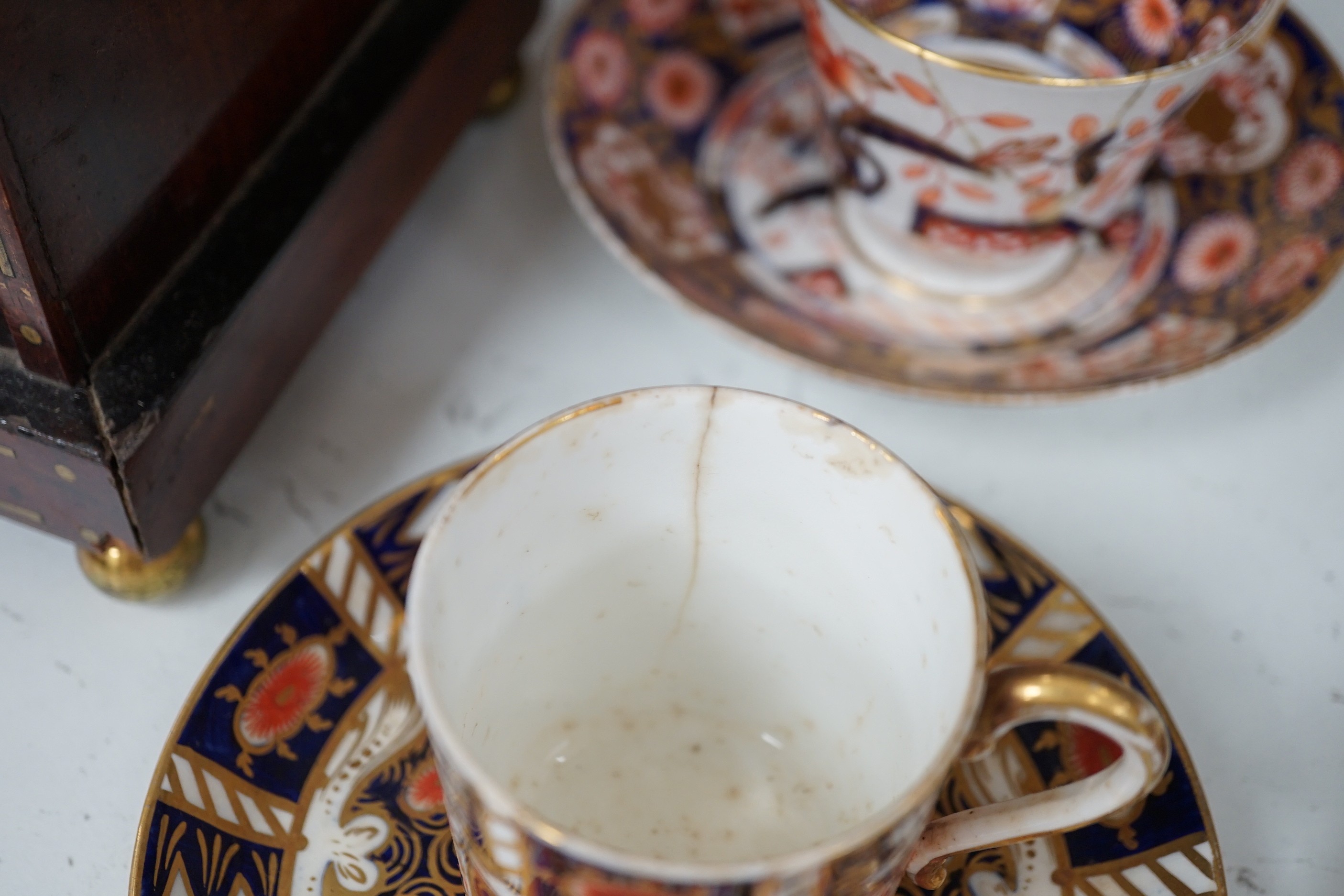 Derby and Royal Crown Derby Imari pattern coffee and tea wares and other manufacturers